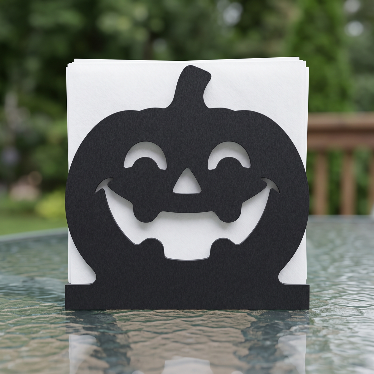 Jack O Lantern Napkin Holder, Black Halloween Table Decor