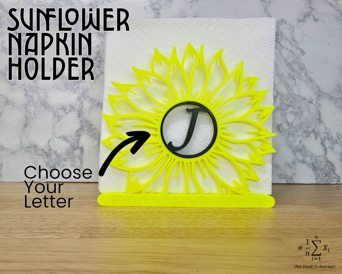 Sunflower Monogram Napkin Holder for Kitchen and Dining Decor, Detailed Table Decor, Center Piece