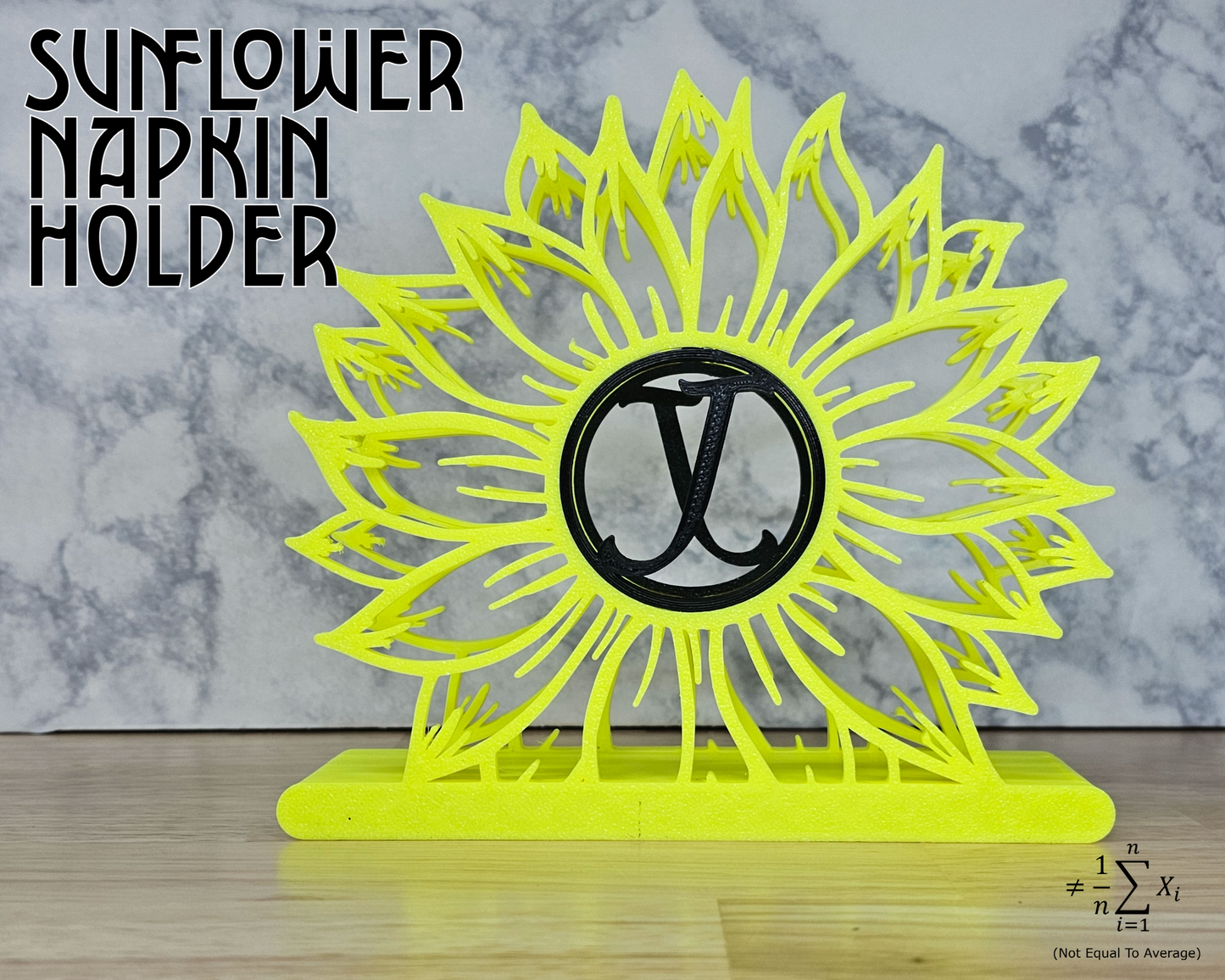 Sunflower Monogram Napkin Holder for Kitchen and Dining Decor, Detailed Table Decor, Center Piece