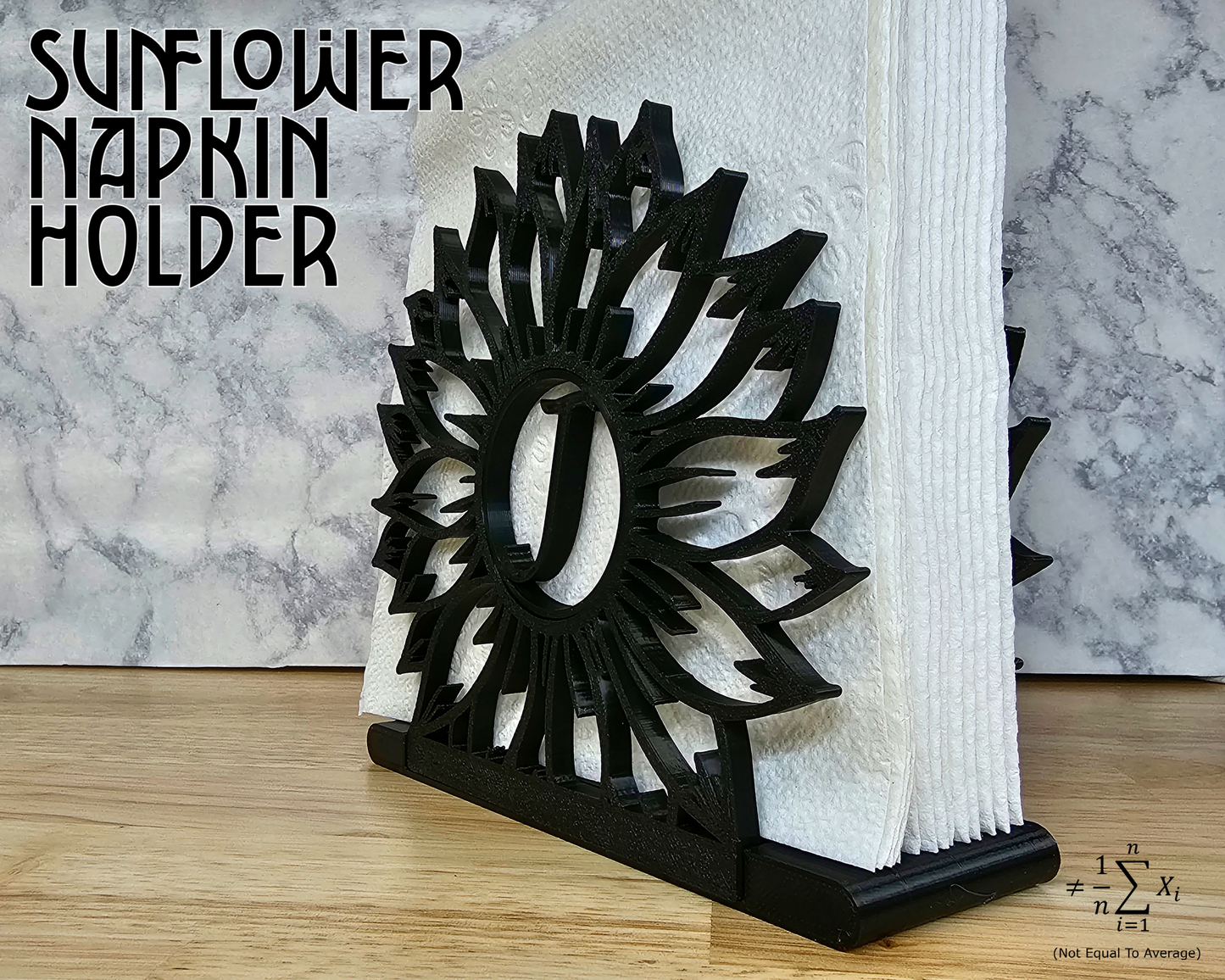 Sunflower Monogram Napkin Holder for Kitchen and Dining Decor, Detailed Table Decor, Center Piece