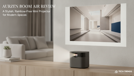 Aurzen Boom Air Review: A Stylish, Rainbow-Free Mini Projector for Modern Spaces