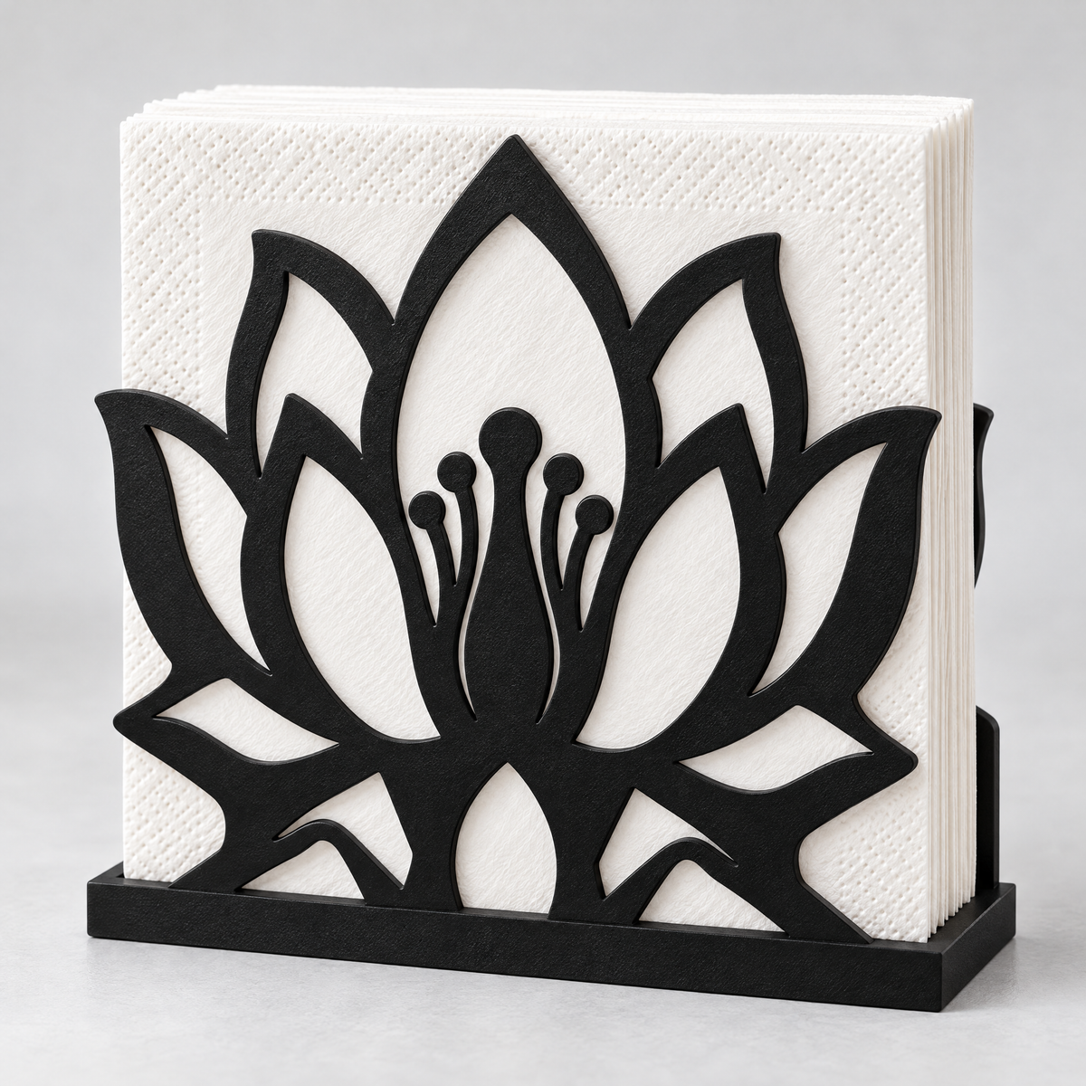 Serene Blooming Lotus Flower Napkin Holder for Elegant Table Settings