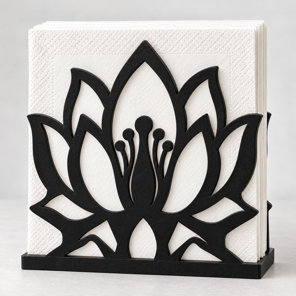 Serene Blooming Lotus Flower Napkin Holder for Elegant Table Settings