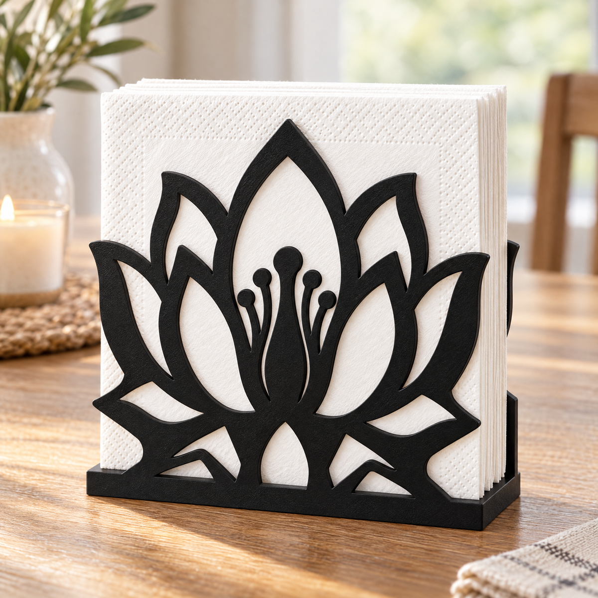 Serene Blooming Lotus Flower Napkin Holder for Elegant Table Settings