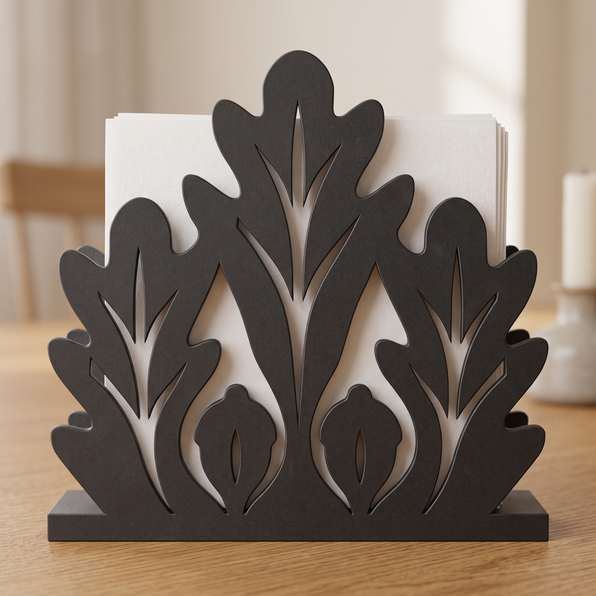 Oak Leaves and Acorns Napkin Holder with Botanical Autumn Design