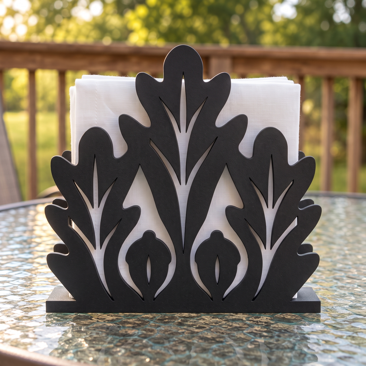 Oak Leaves and Acorns Napkin Holder with Botanical Autumn Design