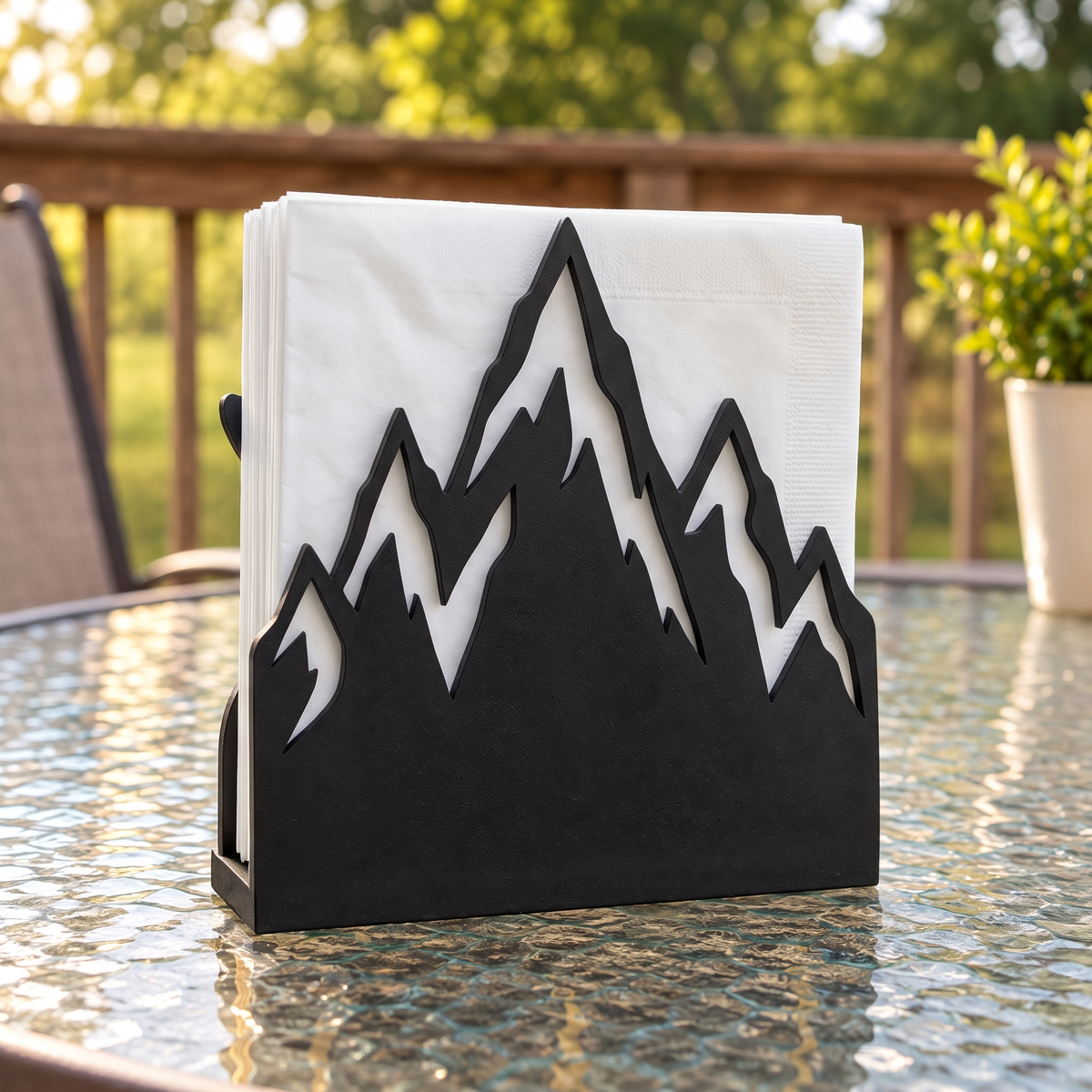Abstract Mountain Napkin Holder with Majestic Peak Design