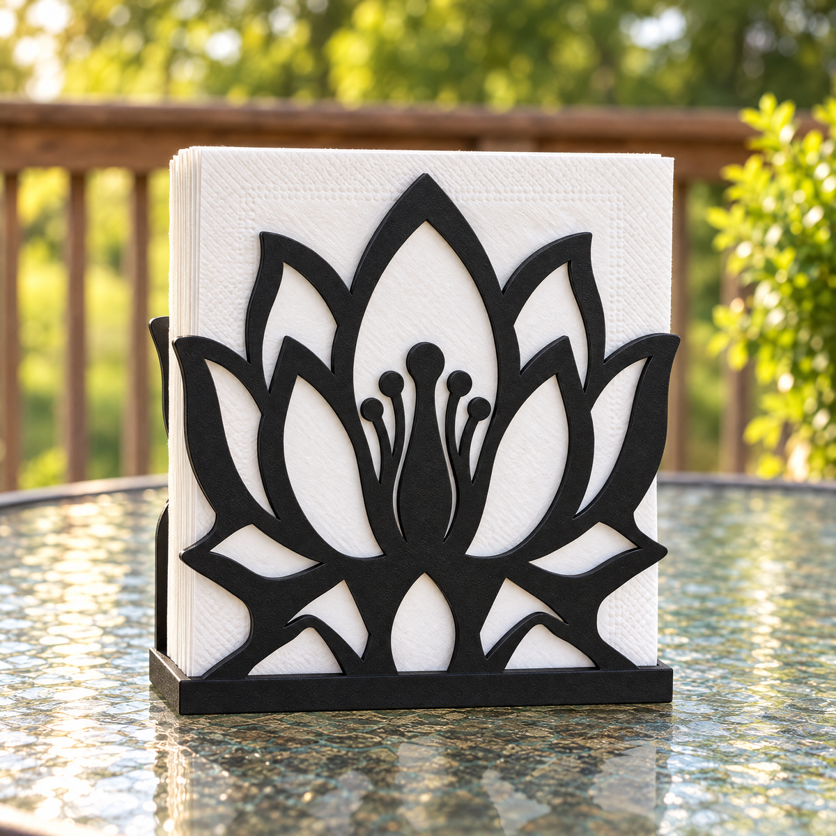 Serene Blooming Lotus Flower Napkin Holder for Elegant Table Settings