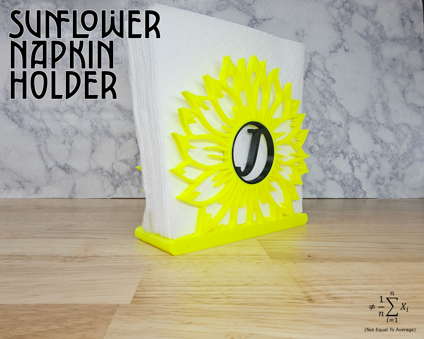 Sunflower Monogram Napkin Holder for Kitchen and Dining Decor, Detailed Table Decor, Center Piece