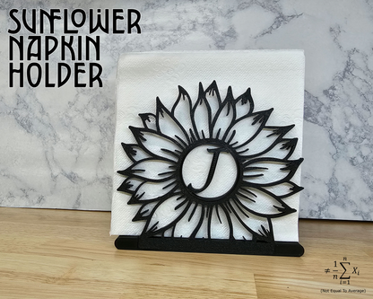 Sunflower Monogram Napkin Holder for Kitchen and Dining Decor, Detailed Table Decor, Center Piece