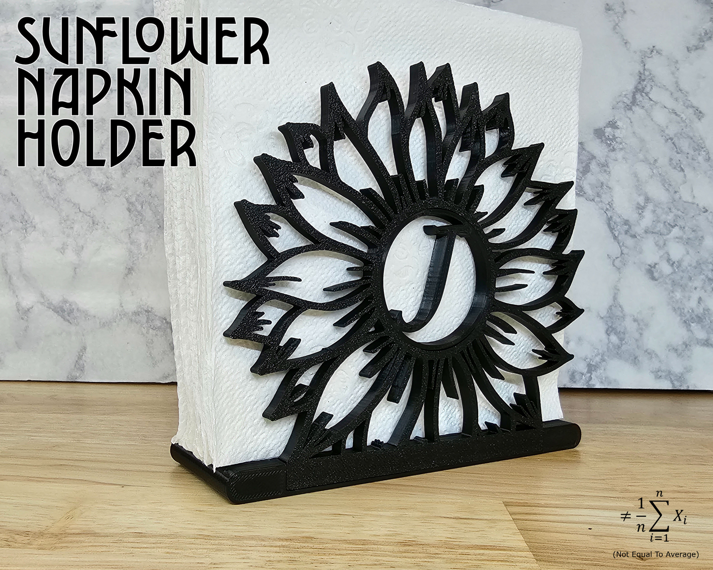 Sunflower Monogram Napkin Holder for Kitchen and Dining Decor, Detailed Table Decor, Center Piece