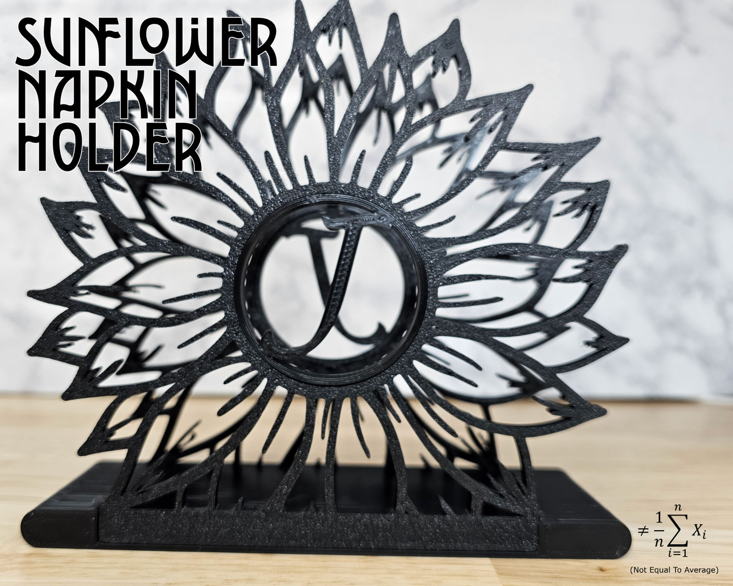 Sunflower Monogram Napkin Holder for Kitchen and Dining Decor, Detailed Table Decor, Center Piece